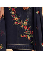 Myra Navy Blue Georgette Embroidered Pant Style Suit