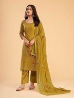 Myra Mustard Yellow Georgette Embroidered Pant Style Suit