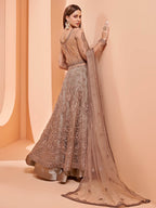 Myra Brown Butterfly Net Embroidery Anarkali