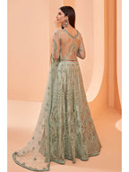 Myra Pista Green Butterfly Net Embroidery Anarkali