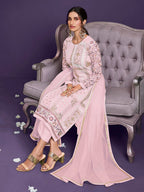 Myra Light Pink Floral Thread Embroidered Palazo Suit