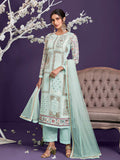 Myra Sea Green Floral Thread Embroidered Palazo Suit
