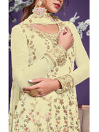 Myra Light Yellow Floral Thread Embroidered Palazo Suit