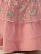 House of Panchhi Pink Net Sequins Embroideried Lehenga