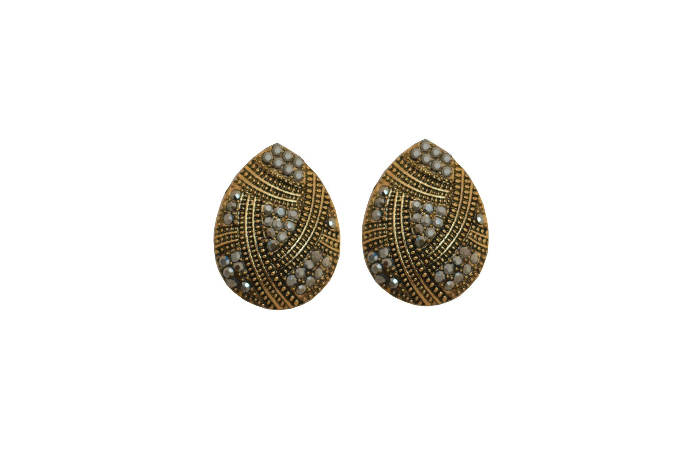 Joban Fashion Women Brass Golden Black Ad Earrings - Distacart