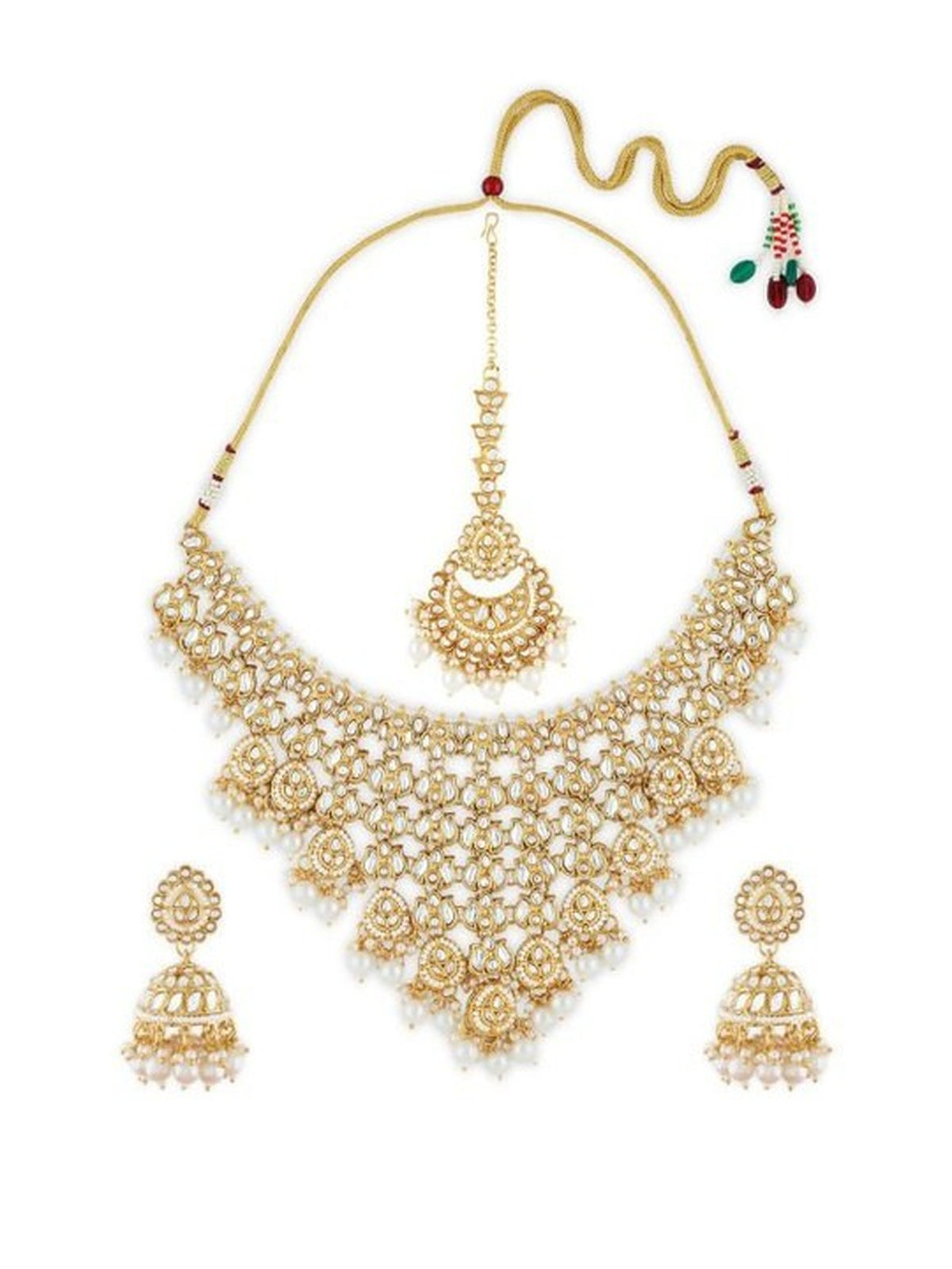 Jewel City Bridal Kundan Gold-Plated Choker Necklace Set with Jhumka Earrings for Women & Girls – Traditional Indian Wedding Jewelry with Pearls