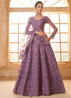 Vegaa Fashion Light Purple Net Thread Work Wedding Lehenga