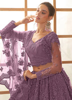 Vegaa Fashion Light Purple Net Thread Work Wedding Lehenga