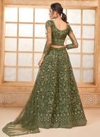 Vegaa Fashion Mehendi Net Thread Work Wedding Lehenga