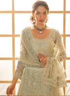 Vegaa Fashion Light Green Net Thread Work Wedding Lehenga