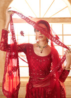 Vegaa Fashion Red Net Thread Work Wedding Lehenga