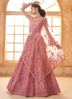 Vegaa Fashion Peach Net Thread Work Wedding Lehenga