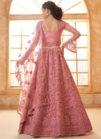 Vegaa Fashion Peach Net Thread Work Wedding Lehenga