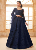 Vegaa Fashion Blue Net Thread Work Wedding Lehenga