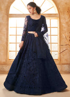 Vegaa Fashion Blue Net Thread Work Wedding Lehenga