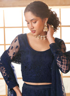 Vegaa Fashion Blue Net Thread Work Wedding Lehenga