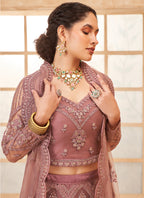 Vegaa Fashion Onion Pink Net Thread Work Wedding Lehenga
