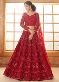 Vegaa Fashion Red Net Thread Work Wedding Lehenga