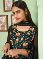 Vegaa Fashion Black Georgette Embroidery Designer Sharara Suit - Distacart