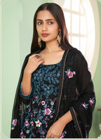 Vegaa Fashion Black Georgette Embroidery Designer Sharara Suit - Distacart