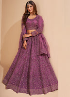 Vegaa Fashion Onion Pink Net Embroidery Designer Lehenga Choli