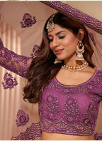 Vegaa Fashion Onion Pink Net Embroidery Designer Lehenga Choli