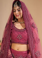 Vegaa Fashion Pink Net Embroidery Designer Lehenga Choli