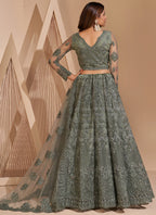 Vegaa Fashion Lime Green Net Embroidery Designer Lehenga Choli
