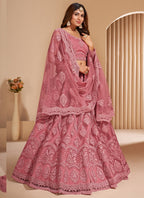 Vegaa Fashion Peach Net Embroidery Designer Lehenga Choli