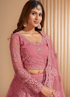 Vegaa Fashion Peach Net Embroidery Designer Lehenga Choli