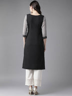 Ahalyaa Women's Black Straight Kurta