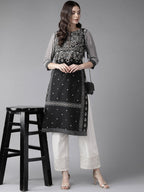 Ahalyaa Women's Black Straight Kurta