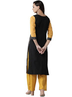 Ahalyaa Women Black & Grey Screen Print Straight Kurta