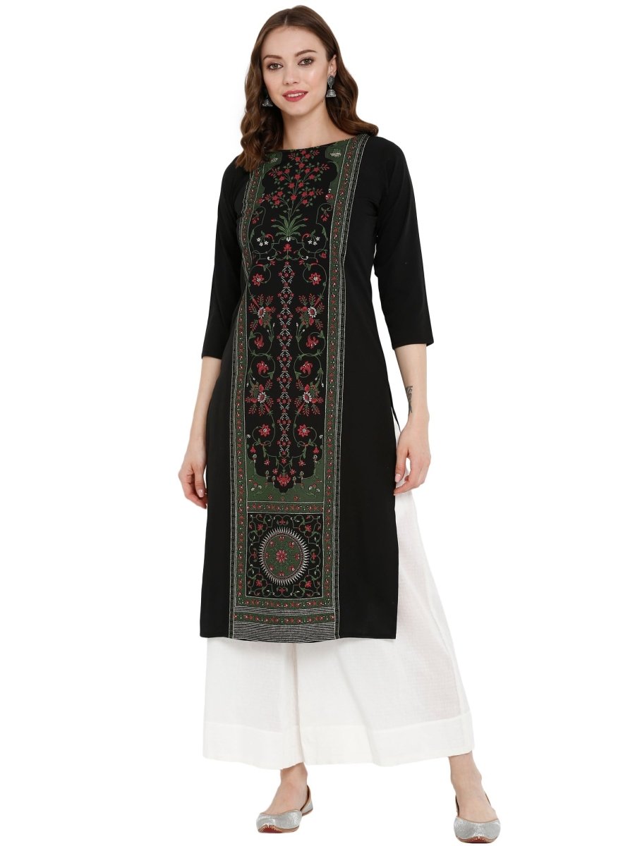 Ahalyaa Women Self Design Crepe Straight Beautiful Kurta