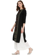 Ahalyaa Women Self Design Crepe Straight Beautiful Kurta