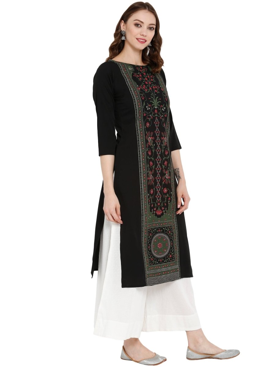 Ahalyaa Women Self Design Crepe Straight Beautiful Kurta
