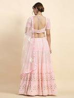 Jyoti Fashion Stunning Baby Pink Faux Georgette 3MM Sequins with Thread & Jari Embroidery Lehenga Choli with Dupatta