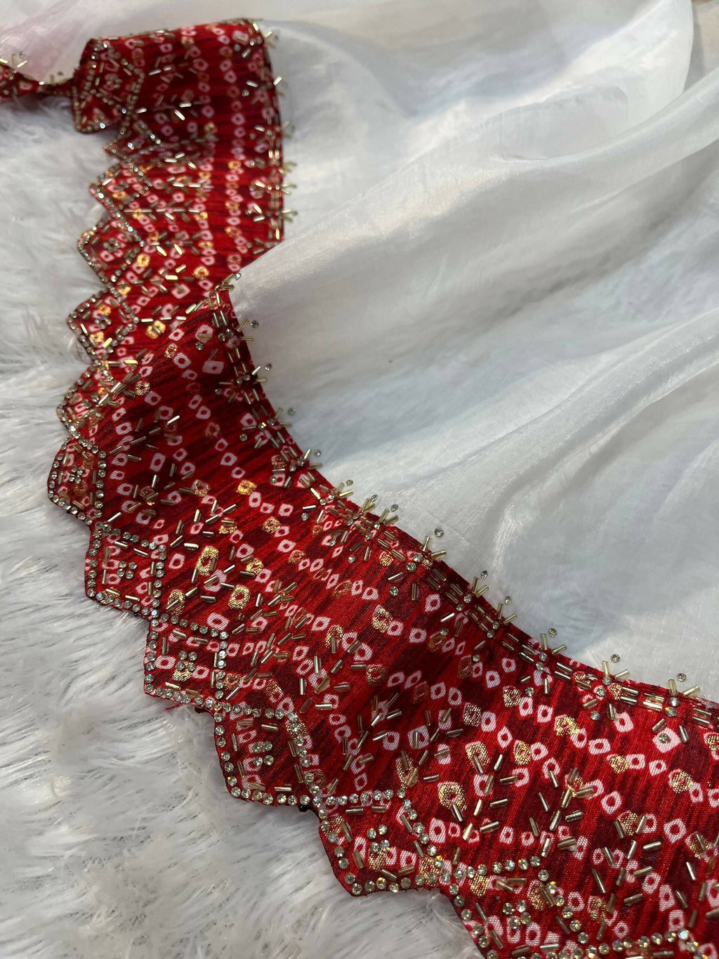 Joban Fashion White Tissue Gold Crush Party Wear Sarees - Distacart