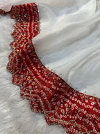 Joban Fashion White Tissue Gold Crush Party Wear Sarees - Distacart