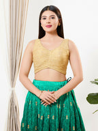 Joban Fashion Light Gold Tissue Padded Blouse With V Neck Sleeveless - Distacart