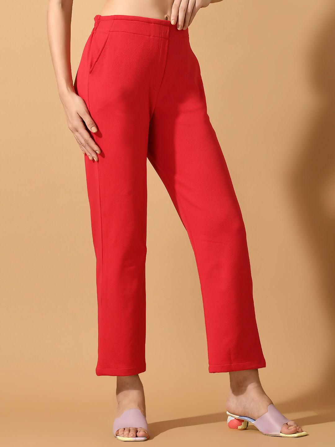 Myshka Women's Pink Straight Fit Party Trouser