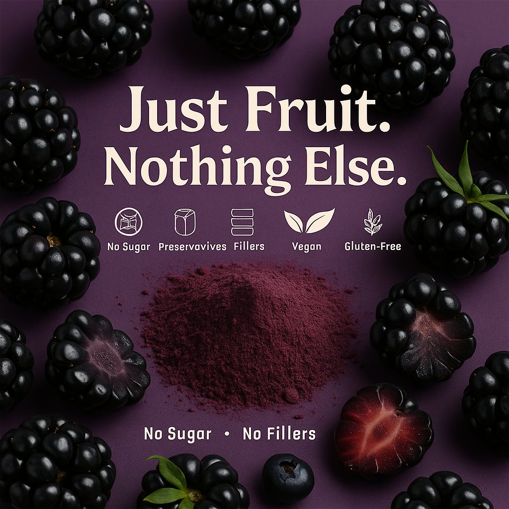 blackberry powder pure natural fruit powder for smoothies baking beverages juices tea diy recipes vegan gluten free no added sugar 100 gm