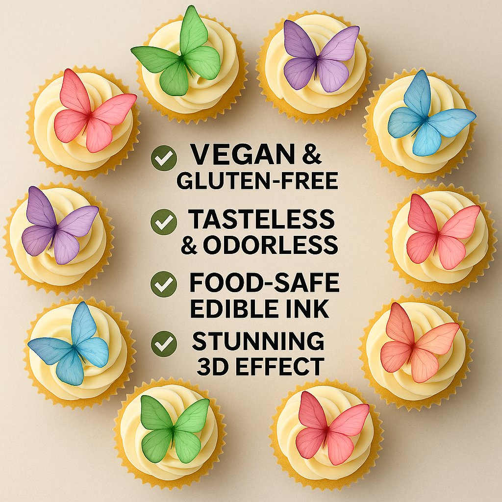 multicolor pack of 56 edible wafer paper butterflies