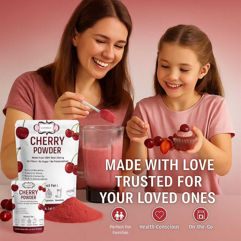 cherry powder pure natural fruit powder for smoothies baking beverages juices tea diy recipes vegan gluten free no added sugar 100 gm