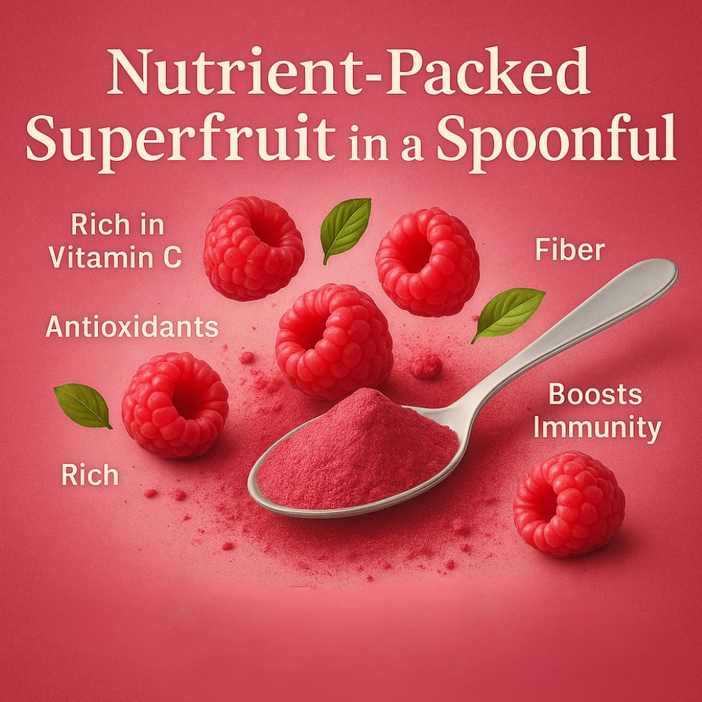 rasberry fruit powder pure natural fruit powder for smoothies baking beverages juices tea diy recipes vegan gluten free no added sugar 100 gm