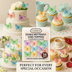 multicolor pack of 56 edible wafer paper butterflies