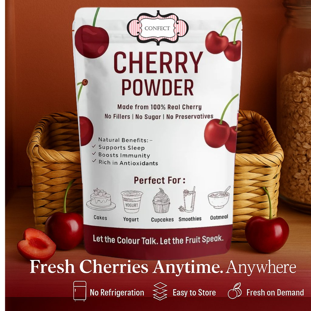 cherry powder pure natural fruit powder for smoothies baking beverages juices tea diy recipes vegan gluten free no added sugar 100 gm