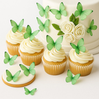 green pack of 56 edible wafer paper butterflies