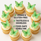 green pack of 56 edible wafer paper butterflies