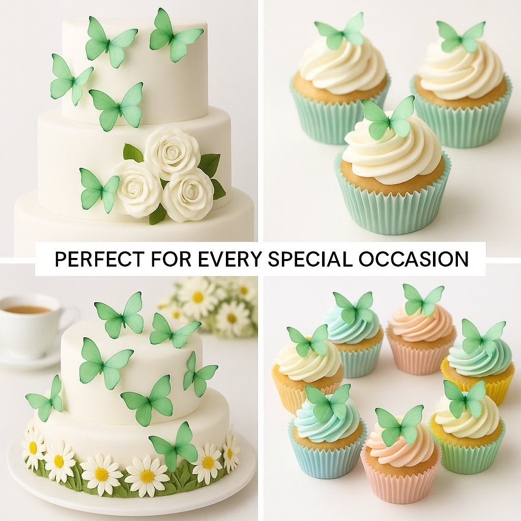 green pack of 56 edible wafer paper butterflies